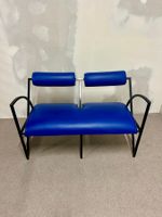 Blaue Designer Couch, Sofa, Bank 2-plätzig, Metallgestell