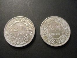 2 x 2.- Fr 1957 + 1958  Superbes pièces  Superbe qualité