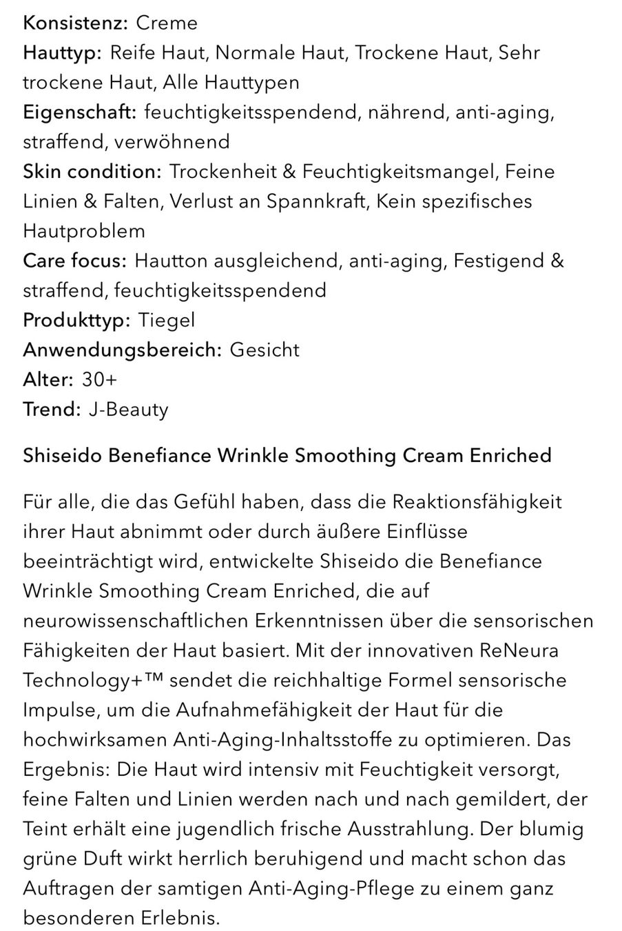Shiseido Gesichtspflege: Shiseido Benefiance Enriched Creme – Gebraucht aus Dübendorf von Daniel_6m5g 1