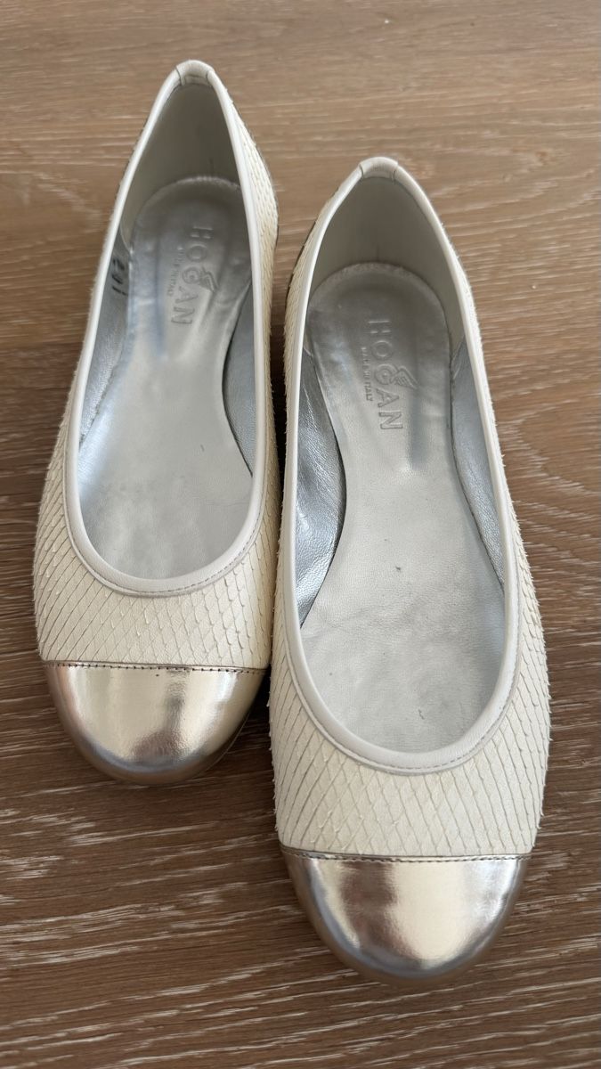 Damenschuhe: Ballerine Hogan bianche e argento, misura 37 – Gebraucht aus Corseaux von zetajones01