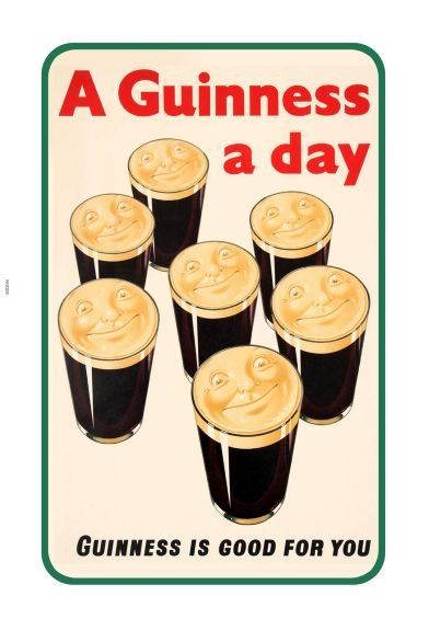 Guinness Insegne: Blechschild-GUINNESS-A GUINNESS A DAY mit 7 Biergläser – Nuovo e nell'imballaggio originale da Rupperswil venduto da big-one-sale