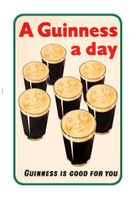 Blechschild-GUINNESS-A GUINNESS A DAY mit 7 Biergläser