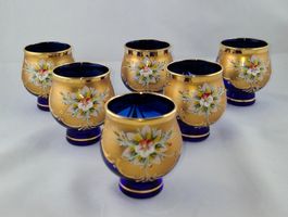 6 Murano Gläser - 24 Kararat vergoldet - neuwertig - Rarität