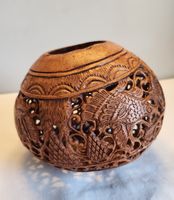 Sehr Alte Schnitzerei Kokosnuss Windlicht Kugel Bali Kunst