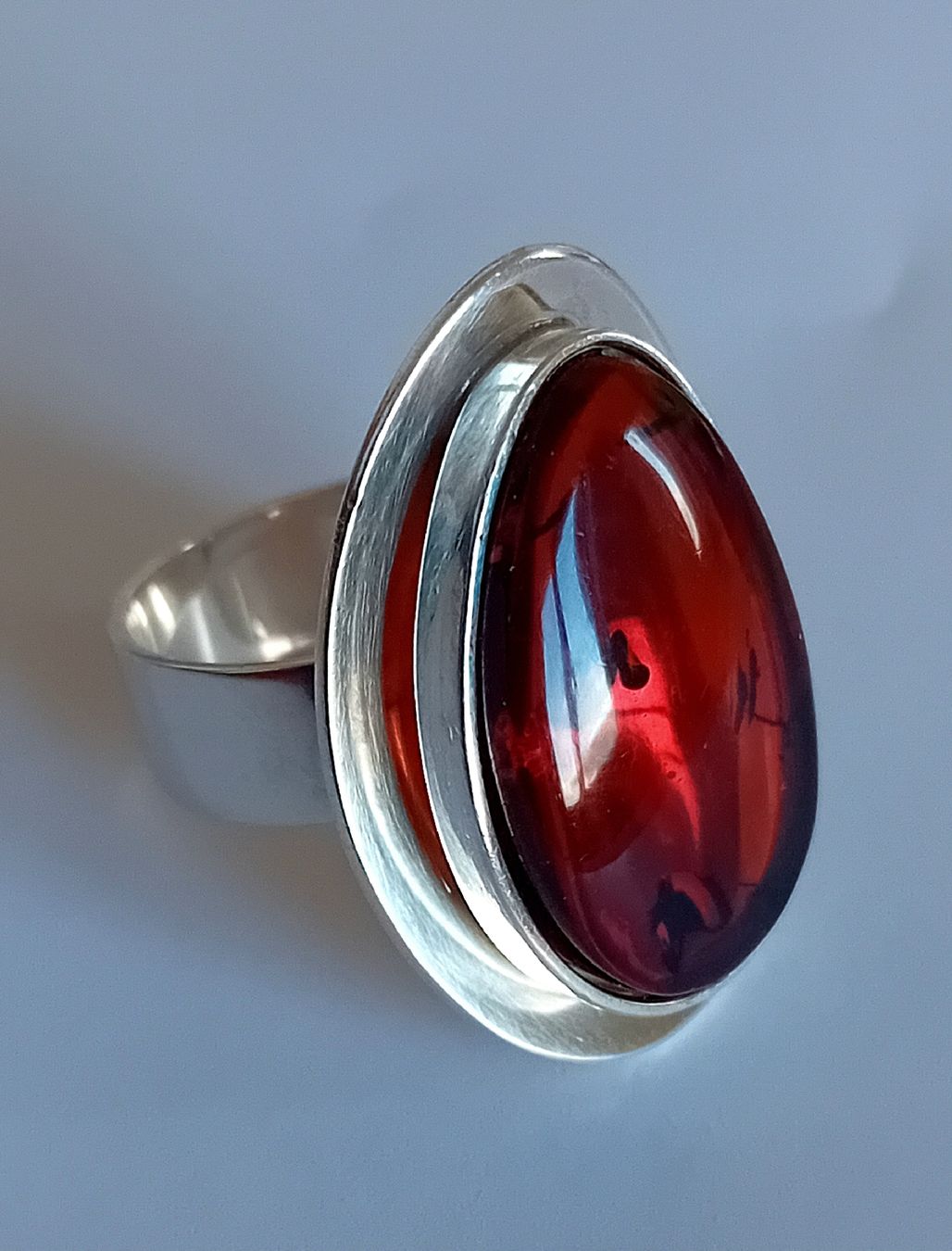 Anelli: Ring Silber mit Cherry Bernstein – Usato da Stans venduto da wer_fd5f