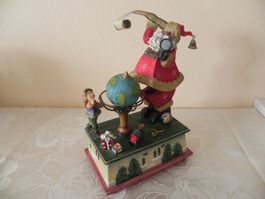 Alte Weihnachtsspieluhr/Spieldose aus Holz/Keramik