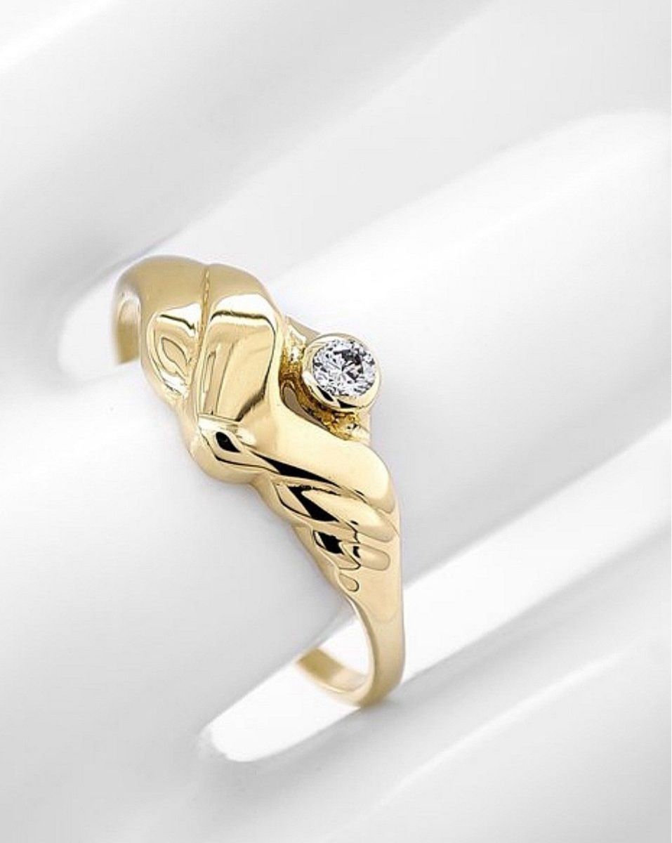 Anelli: 14k Gelbgold Ring mit 0.05ct Pink Diamant – Nuovo e nell'imballaggio originale da Untersiggenthal venduto da TimeandShine 1