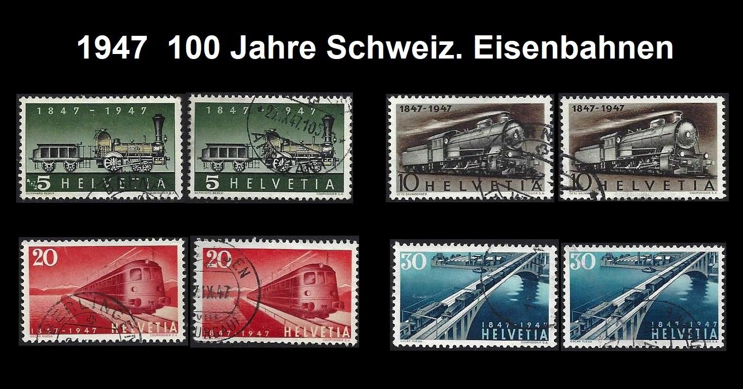 Alle Briefmarken: 1947 100 Jahre Schweiz. Eisenbahnen – Gebraucht aus Baar von miam8
