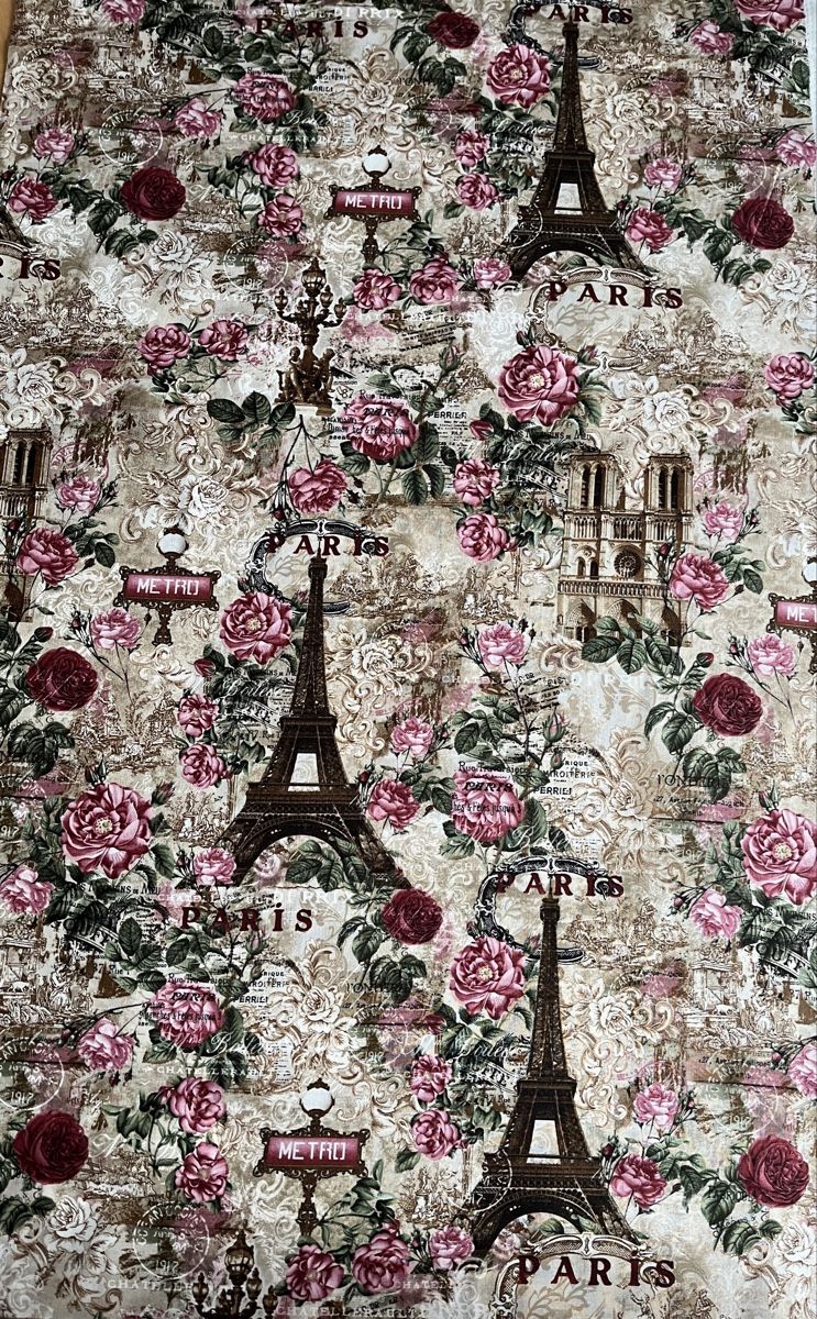 Tessuti: Patchworkstoff Paris Eifelturm Rosen – Nuovo (secondo la descrizione) da Seuzach venduto da KreativmitStoff