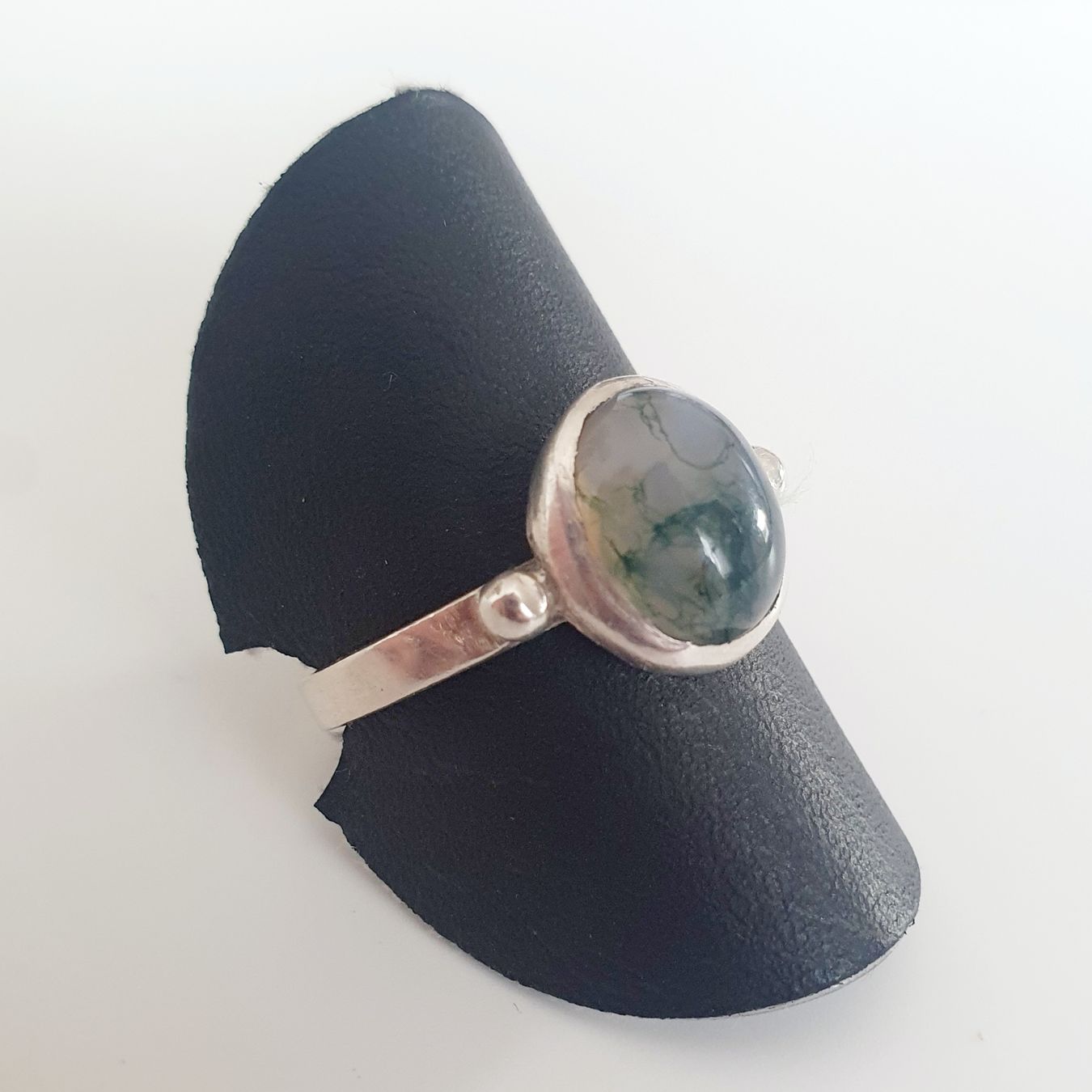 Anelli: Silberring 925 mit Moosachat Edelstein Ring Gr. 18.6 mm – Usato da Kreuzlingen venduto da Wunderkiste123