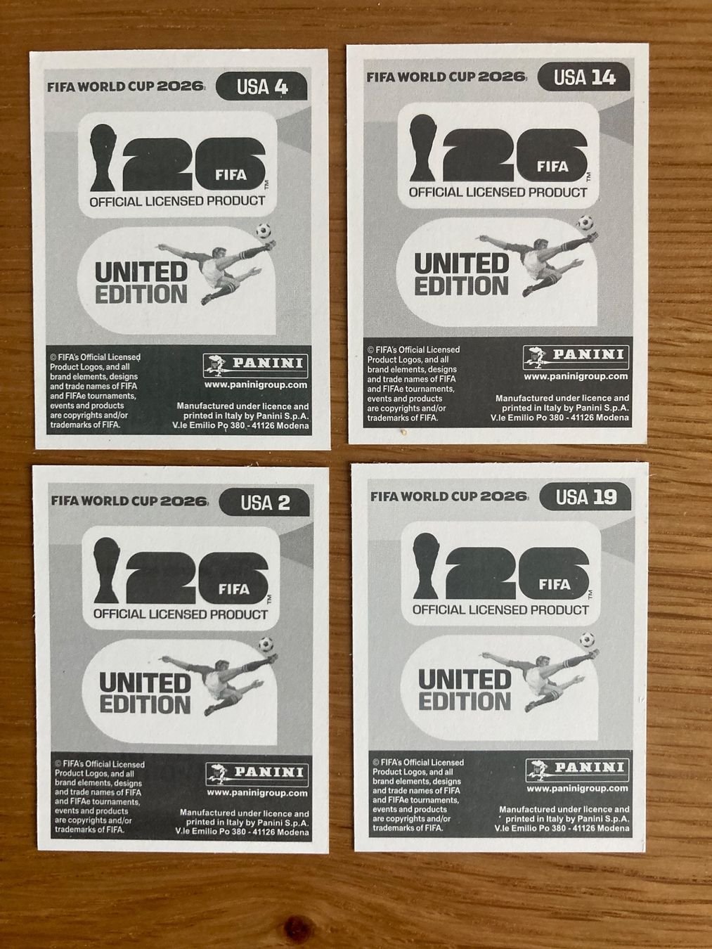 Panini Cartes à collectionner: WM Sticker USA 2, 4, 14, 19 – Neuf (Voir description) à Winterthur par Whitefish 1
