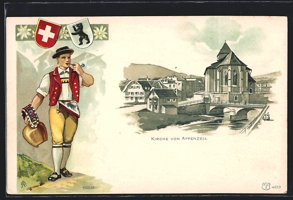 Ansichtskarten: Litho Appenzell, Kirche mit Brücke, App – Gebraucht aus Berlin von bartko-reher