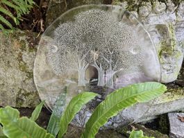 Glasplatte Hergiswil mit Baumrelief 