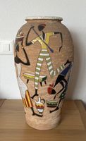 grosse 50er Jahre Bodenvase mit afrikanischem Motiv