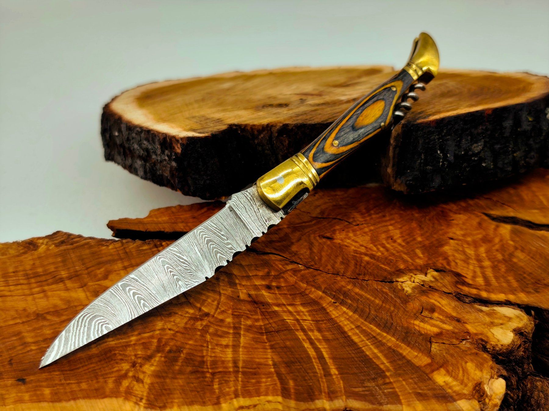 Accessori: Laguiole Damast Messer Klappmesser echtes Damastmesser – Nuovo e nell'imballaggio originale da Arlesheim venduto da Premius_1