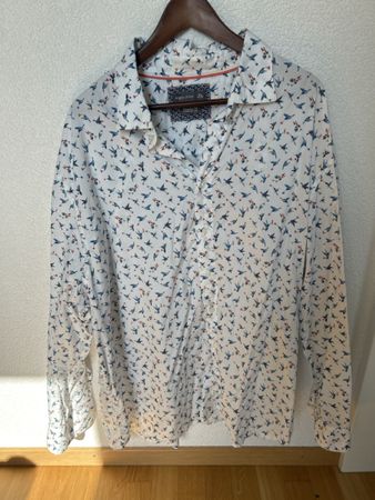 Angelo Litrico Hemd, Gr. 4XL 49-50 Vogelmuster