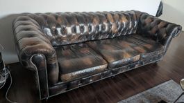 Chesterfield Sofa 4-Sitzer Leder Vintage Braun