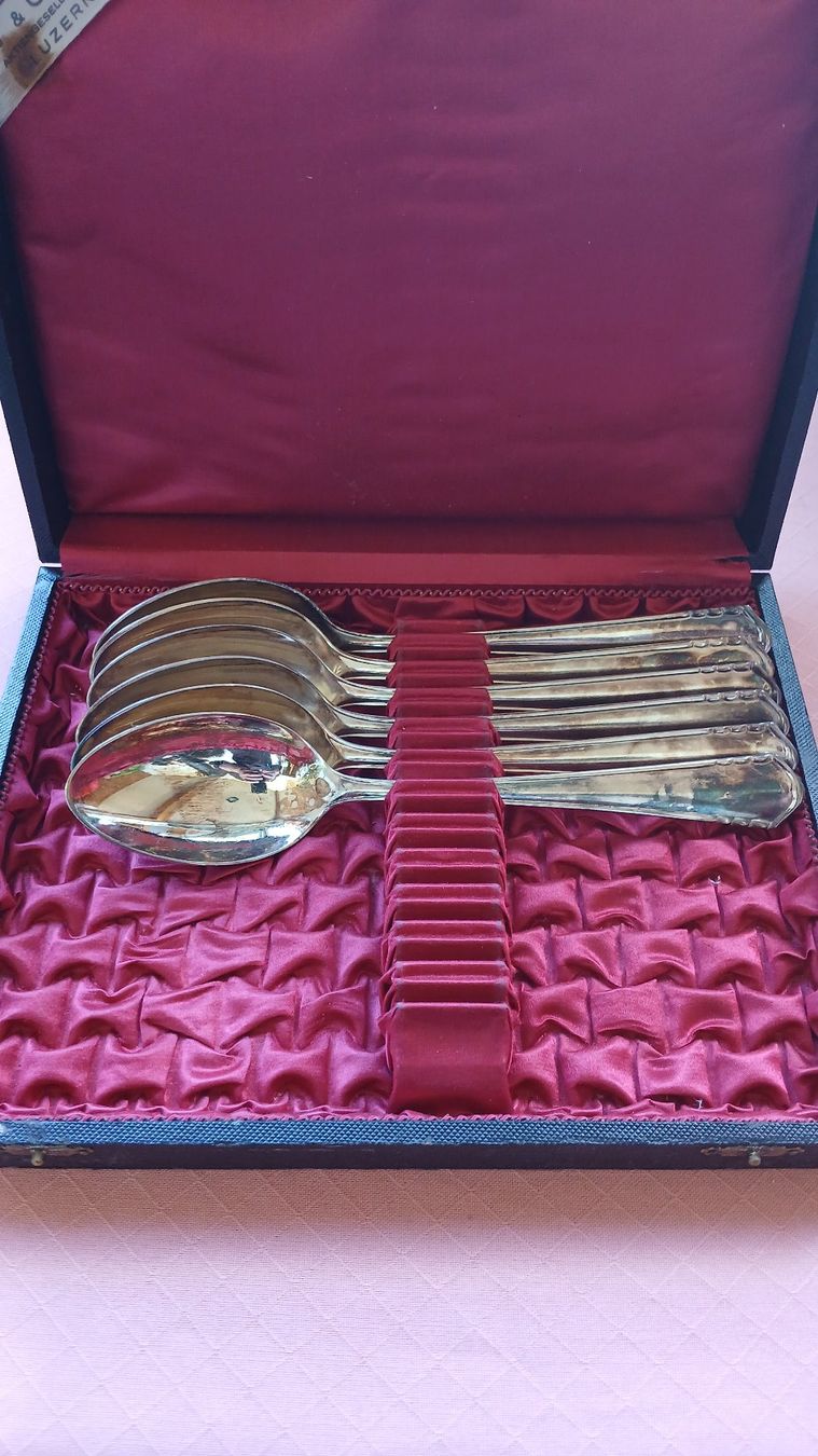 Cucchiai: Art Deco Suppenlöffel Bruckmann versilbert – Usato da Seewen SO venduto da Shami0 1
