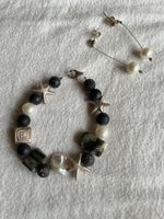 Schmuckset Perlen Armband Ohrringe Silber Seestern schwarz w