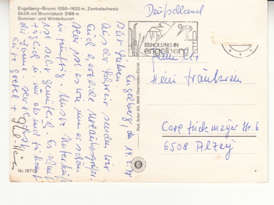 Cartoline postali: Engelberg Brunni 1978 – Usato da Bürglen TG venduto da StampGraf 1