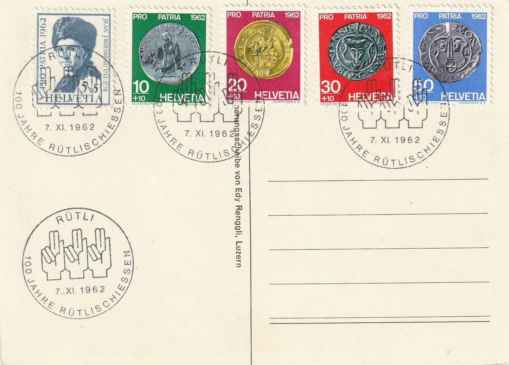 Cartoline postali: 100 Jahre Rütli-Schiessen 1962 – Usato da Rorschacherberg venduto da fratovi2 1