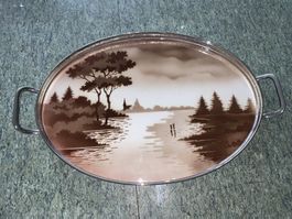 Serviertablett Art Deco Jugendstil schwer versilbert