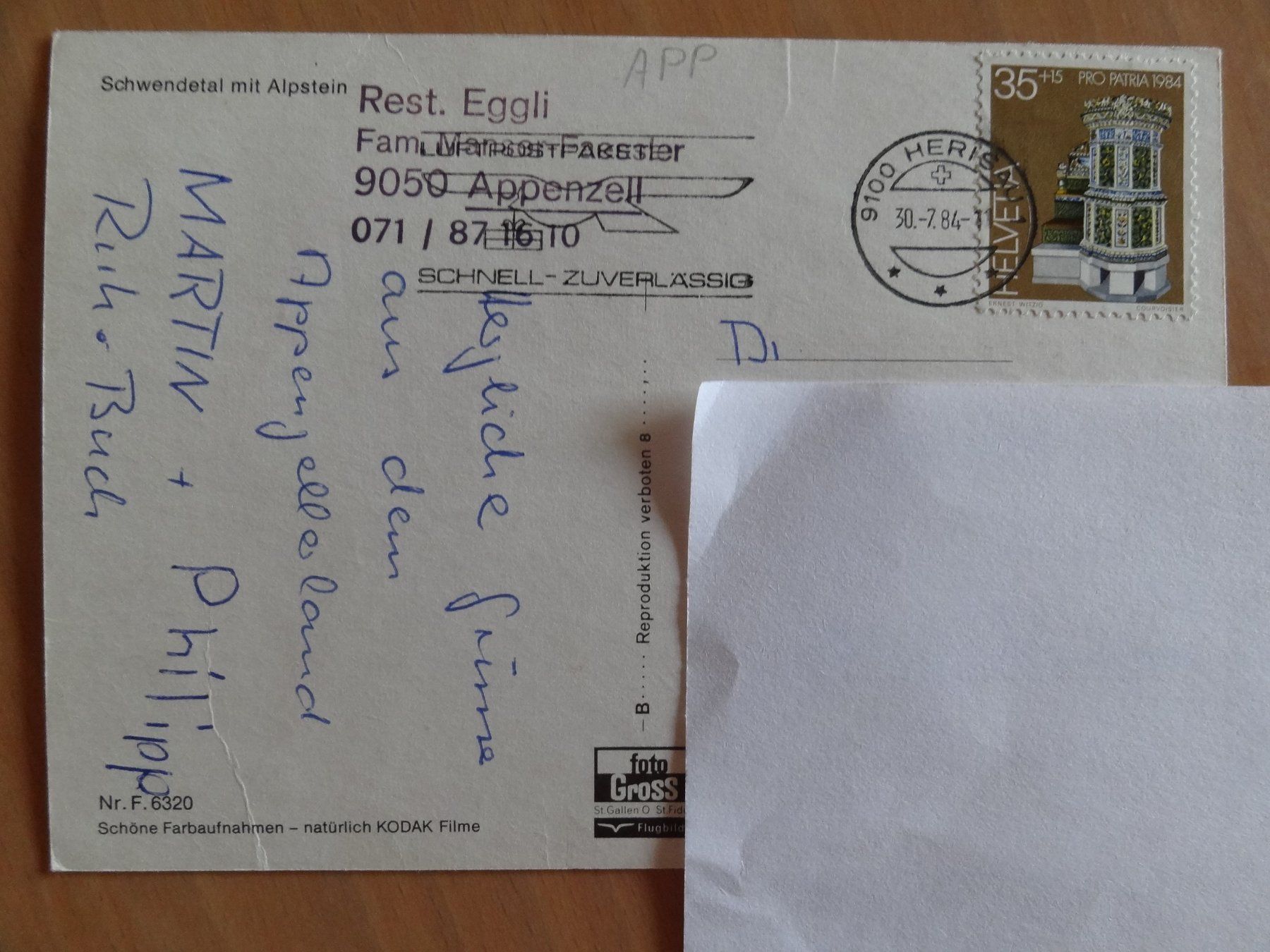 Cartoline postali: Schwendetal - 1984 – Usato da St Léonard venduto da Riglin 1