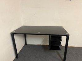Schreibtisch, Glas/Metall, schwarz, Büro