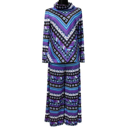Zweiteiler Seventies Deux Piece L Streifenmuster Orig 70s