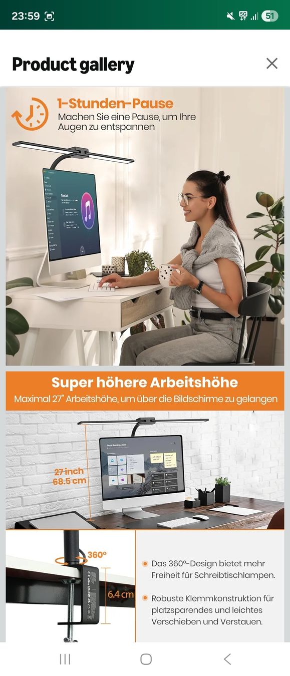 Lampade: Desk lamp - New & modern eye-friendly office light! – Nuovo (secondo la descrizione) da Granges-Paccot venduto da Samgas79