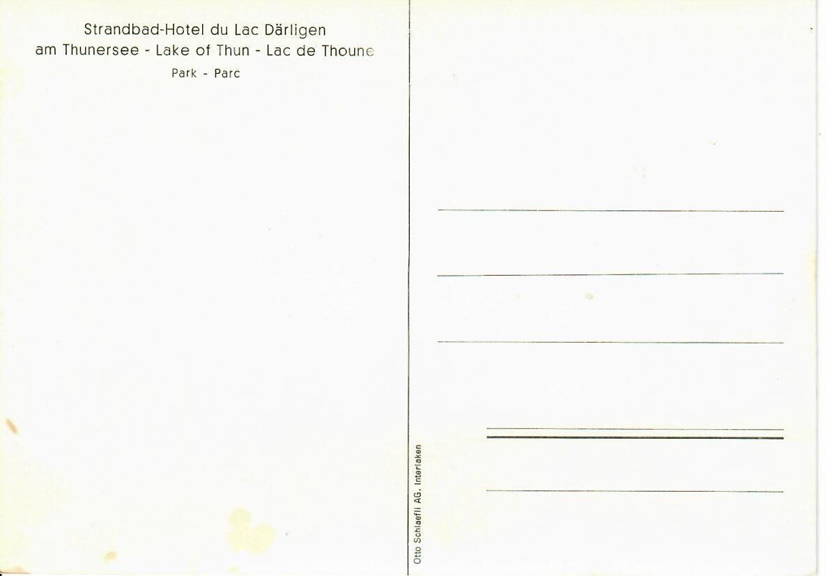 Ansichtskarten: Strandbad Hotel du Lac Därligen – Gebraucht aus Hochdorf von Ziegel-16 1