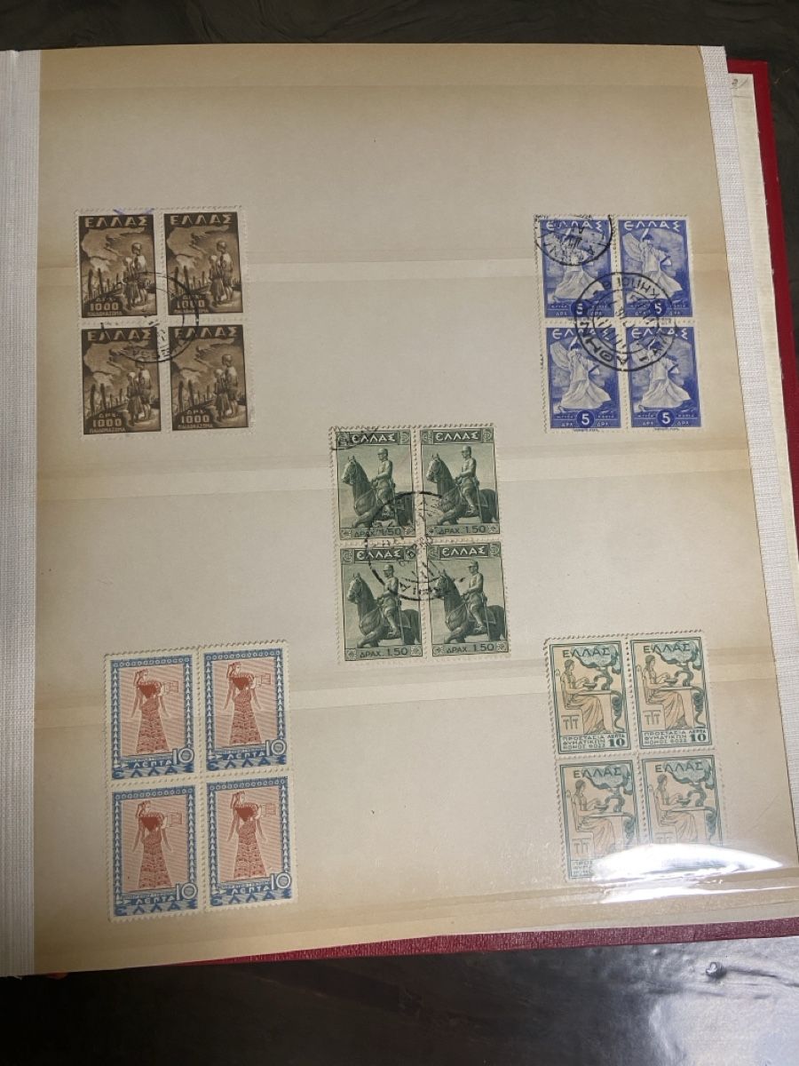 Tutti i francobolli: 5 blocs de 4 timbres oblitérés Grecs – Usato da Collex venduto da RCXGJ