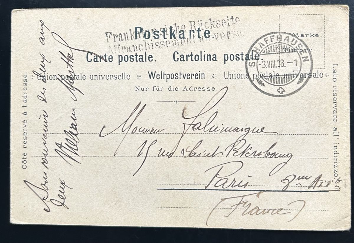 Cartoline postali: Schaffhausen Schlumpf Litho  – Usato da Horw venduto da Tellbub 1