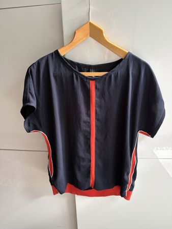 MARCCAIN Shirt Kurzarm Gr. N3 Dunkelblau-Rot ☀️