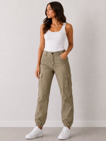 REPLAY Cargo Hose Olivgrün Stretch Baumwolle W29