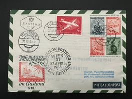 1958 Österreich 19. Ballonpost Mauerbach Erstag (G1192)