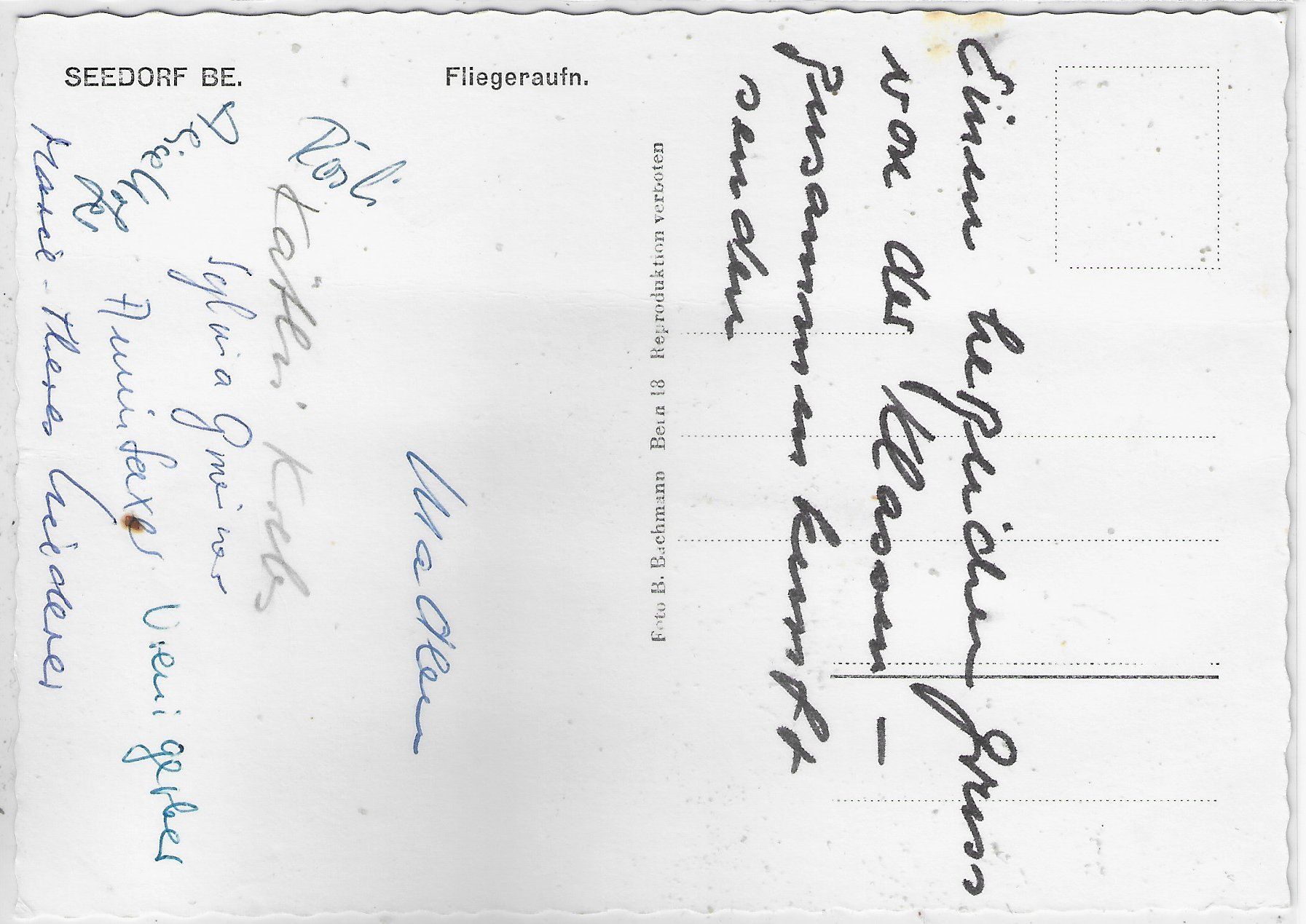 Cartoline postali: Seedorf BE - Flugaufnahme B. Bachmann – Usato da Ettingen venduto da Kartenplanet 1