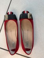 Ballerines Furla en daim rouge, détails noirs, occasion