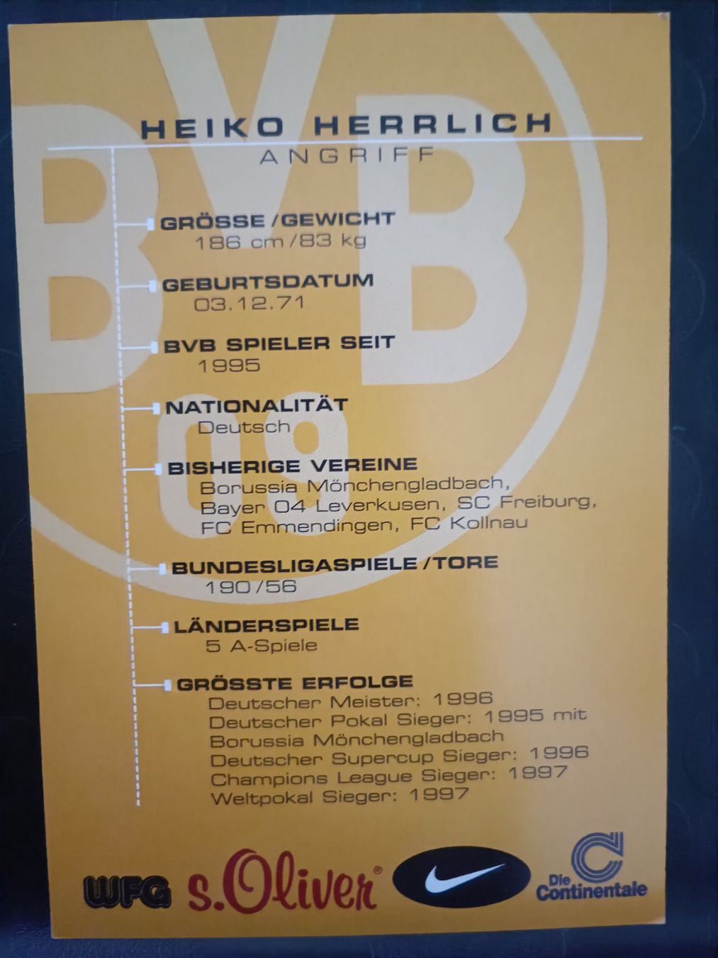 Autografi: Heiko Herrlich - BVB - Borussia Dortmund - Handsigniert – Usato da Menziken venduto da Artographs 1