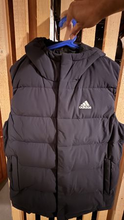 Daunen Weste Kapuze Adidas Schwarz  