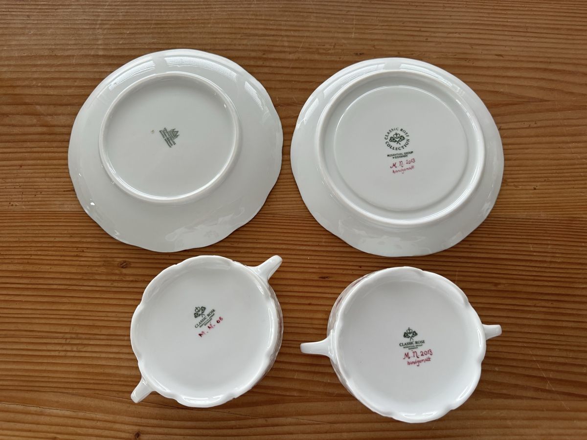 Rosenthal Set di piatti: 2 Suppentassen mit Unterteller, Rosenthal Classic Rose – Usato da Lanzenhäusern venduto da Galaa 3