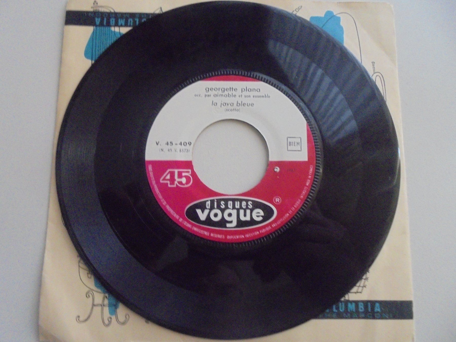 Dischi in vinile: Georgette Plana " Du Gris / La java Bleue " 45t . VG+ – Usato da Crissier venduto da Promopost 1