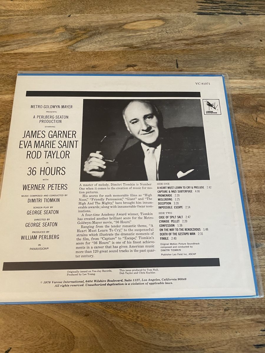 Dischi in vinile: 36 Hours - Dimitri Tiomkin – Usato da Hombrechtikon venduto da baersandro 1