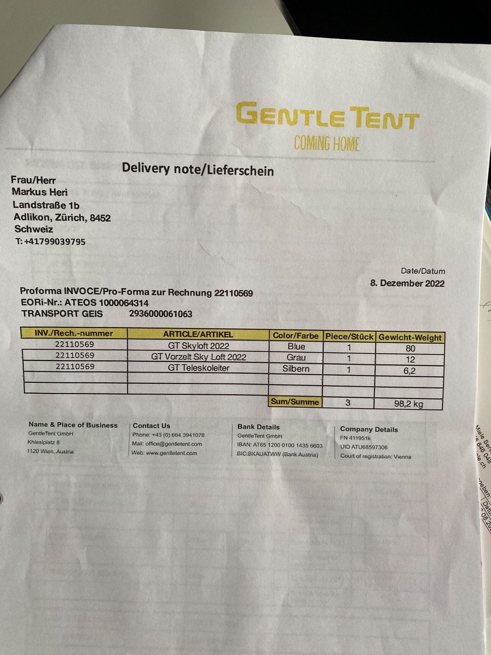 Tende : GT SKY Loft – Nuovo e nell'imballaggio originale da Adlikon venduto da donar0_0 4