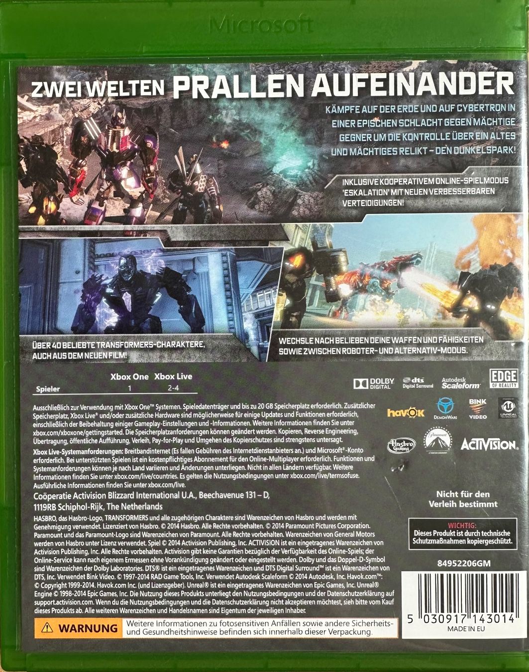 Giochi: Xbox One Transformers The Dark Spark – Usato da Luzern venduto da isa_b62f 1