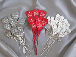 Holzherzen "Mit Liebe gemacht", Deko, Hochzeit, DIY