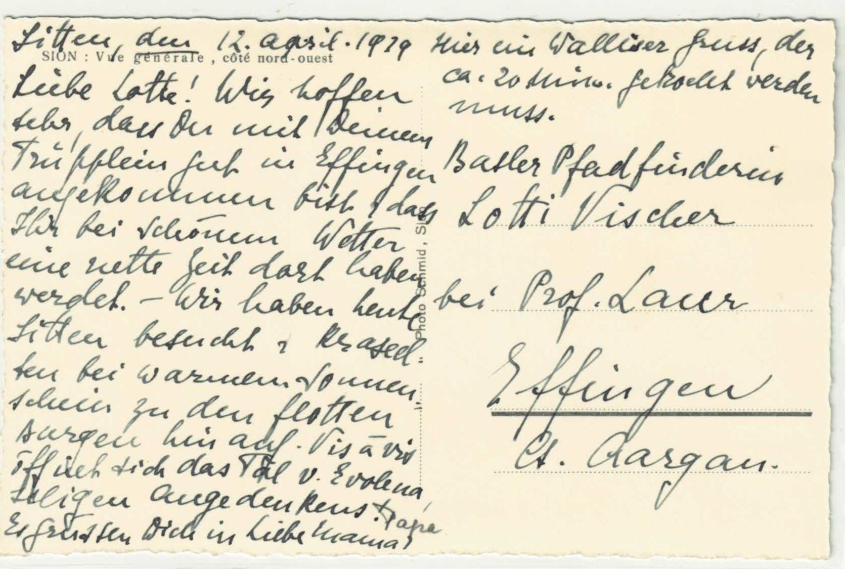 Cartoline postali: Sion - Vue generale - Cote nord-Ouest – Usato da Ettingen venduto da Kartenplanet 1