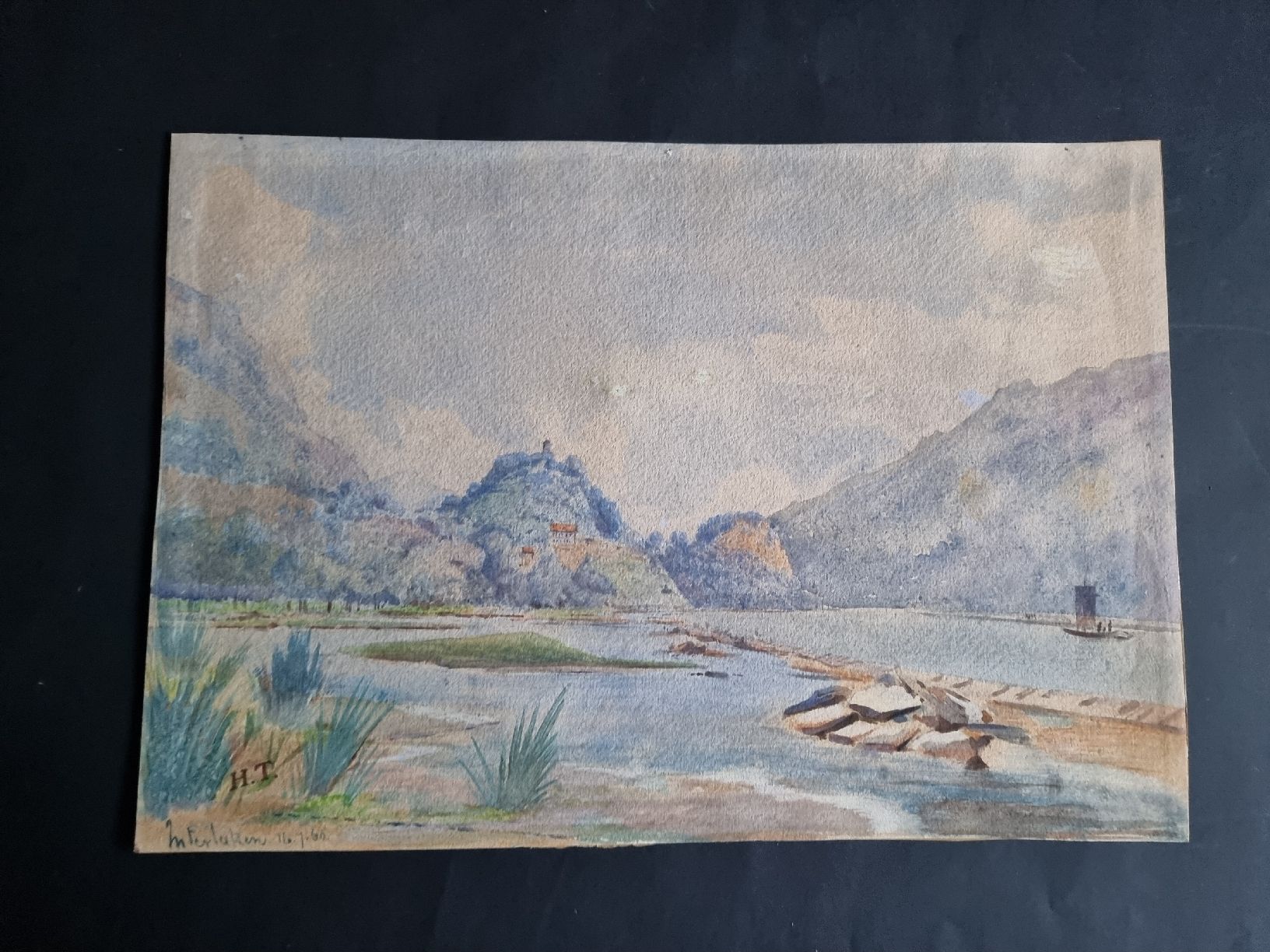 Dipinti: AQUARELL MONOGRAMMIERT INTERLAKEN GRÖSSE 36X25CM – Usato da Gersau venduto da grafik-kunst