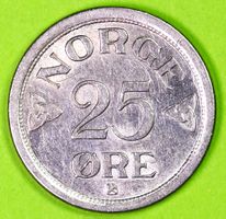 1953 / NORWEGEN / 25 OERE - MÜNZE / SEHR GUT ERHALTEN !