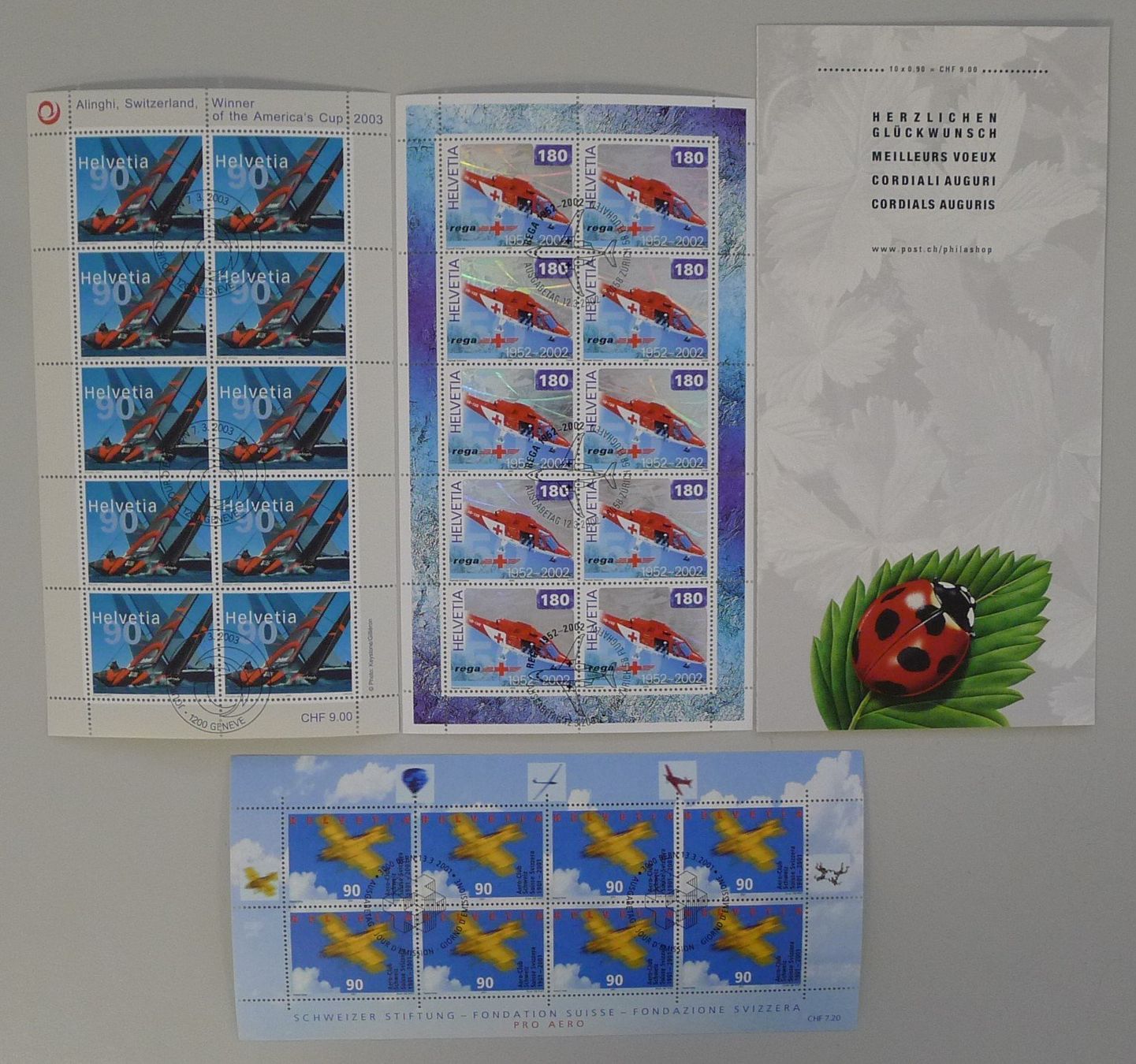 Alle Briefmarken: 1978-2010, SAMMLUNG Bogen + Kleinbogen von 42 Stück, Ersttag – Gebraucht aus Sursee von Luzernerraute 2